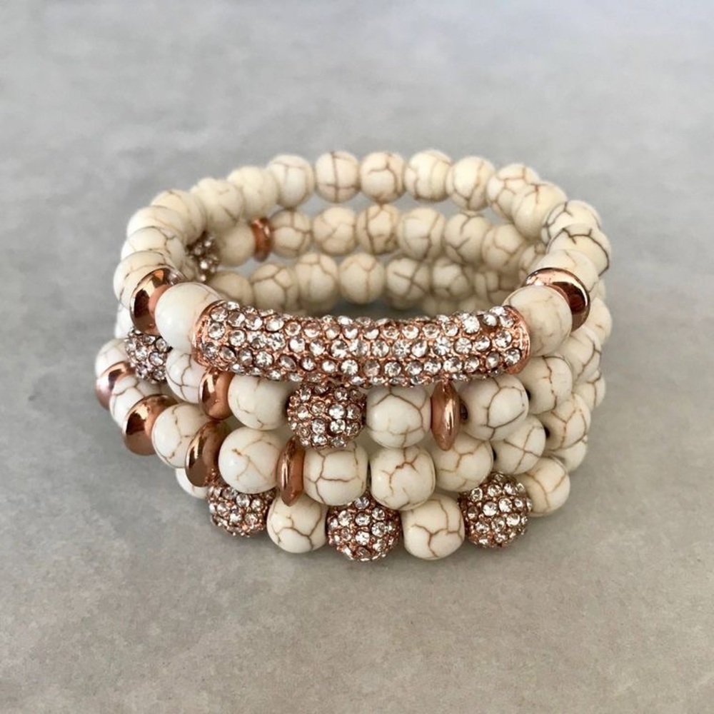 Ivory turquoise bracelet stack